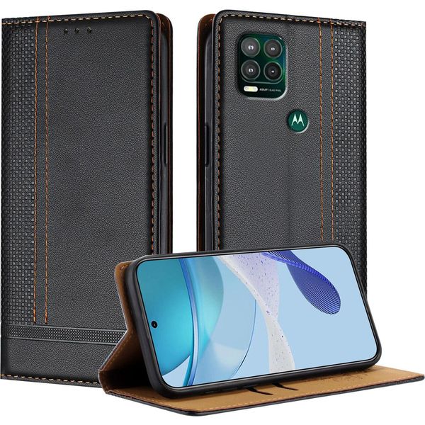 Custodia Per Motorola Moto G Stylus 5G 2021 In Pelle Con Funzione Stand Nero-image
