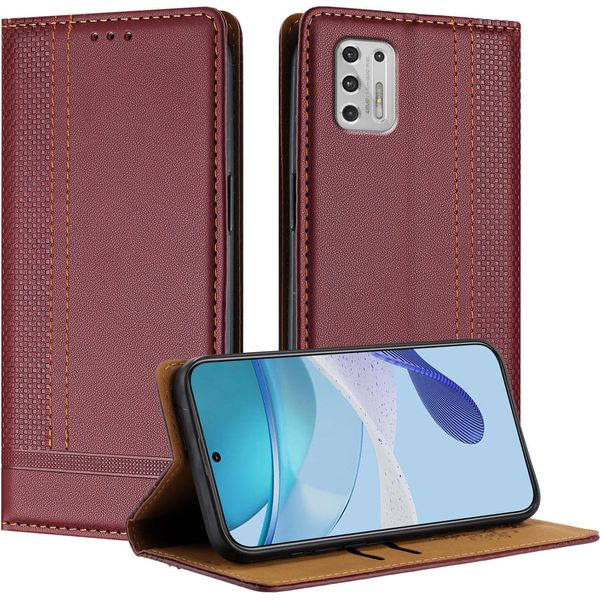 Custodia Per Motorola Moto G Stylus 4G 2021 In Pelle Con Funzione Stand Rosso Scuro-image