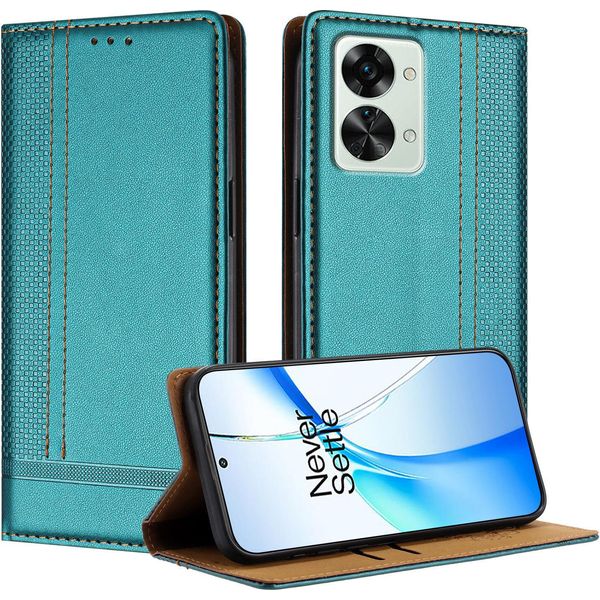 Custodia Per Telefono Cellulare Per Oneplus Nord 2T In Pelle Flip Custodia Protettiva Con Funzione Stand Verde-image