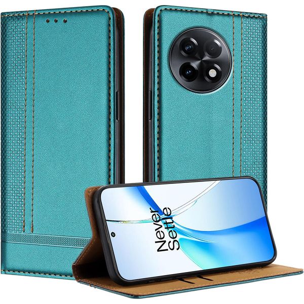 Custodia Per Telefono Cellulare Per Oneplus 11R In Pelle Flip Custodia Protettiva Con Funzione Stand Verde-image