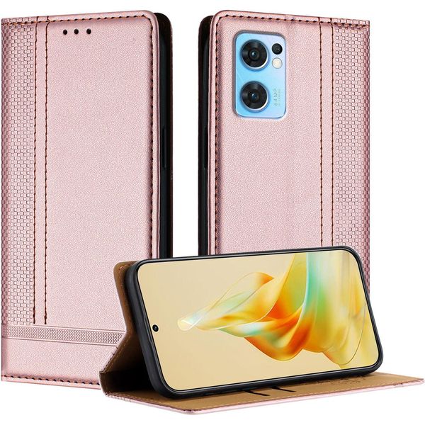 Custodia Per Oppo Find X5 Lite In Pelle Con Funzione Stand Rosa-image