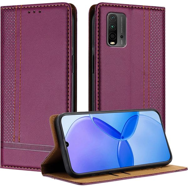 Custodia Per Xiaomi Poco M3 /Redmi 9T In Pelle Flip Case Con Funzione Stand Purple-image