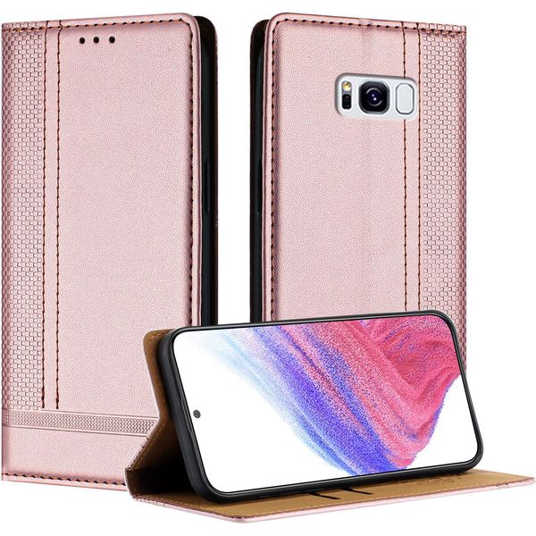Custodia Per Telefono Cellulare Per Samsung Galaxy S8 In Pelle Flip-Up Custodia Protettiva Con Funzione Di Stand Rosa-image