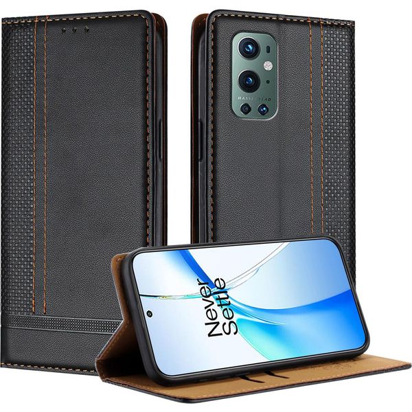 Custodia Per Oneplus 9 Pro In Pelle Con Funzione Di Supporto Nero-image