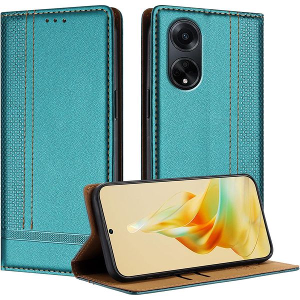 Custodia Per Oppo A1 5G In Pelle Con Funzione Di Supporto Verde-image