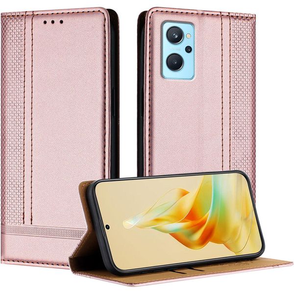 Custodia Per Telefono Cellulare Per Realme 9I In Pelle Flip Custodia Protettiva Con Funzione Stand Rosa-image