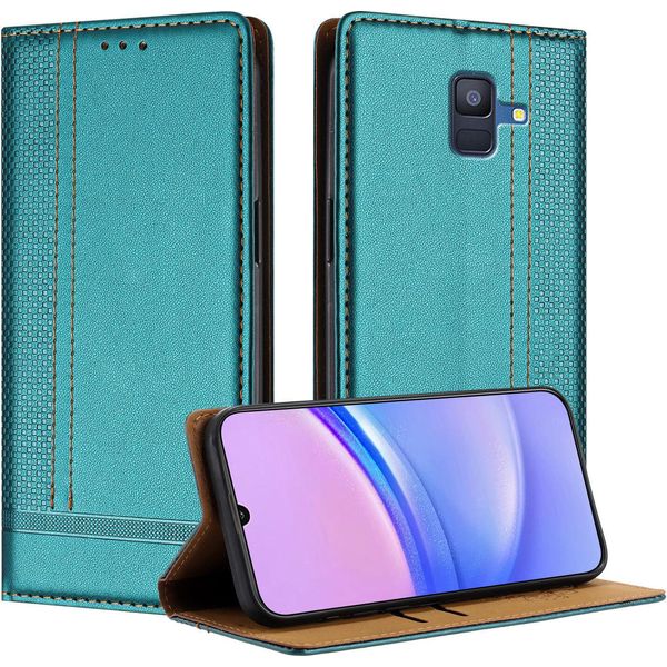 Custodia Per Cellulare Per Samsung Galaxy A6 2018 In Pelle Flip-Up Custodia Protettiva Con Funzione Stand Verde-image