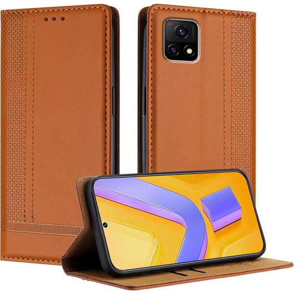 Custodia Per Vivo Y52S 5G In Pelle Con Funzione Stand Brown-image