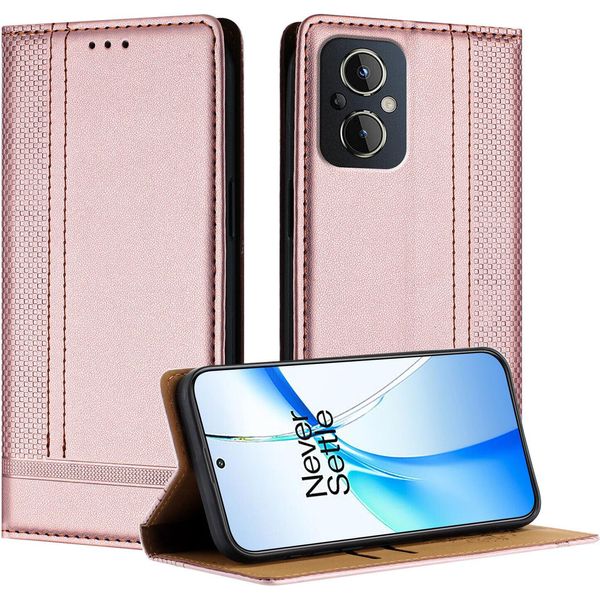 Custodia Per Oppo Reno8 4G In Pelle Con Funzione Stand Rosa-image