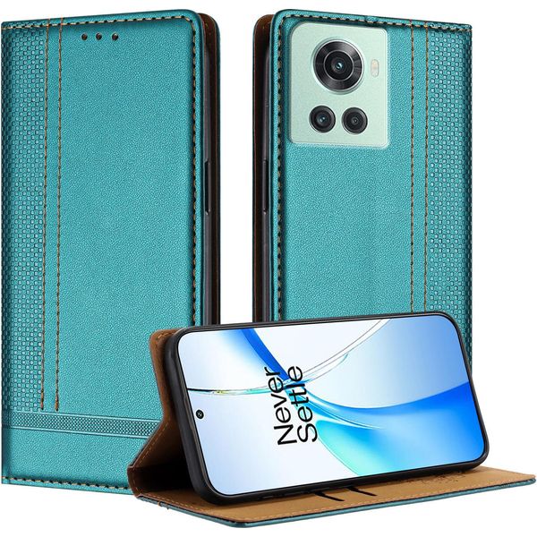 Custodia Per Telefono Cellulare Per Oneplus 10R In Pelle Flip Custodia Protettiva Con Funzione Di Stand Verde-image