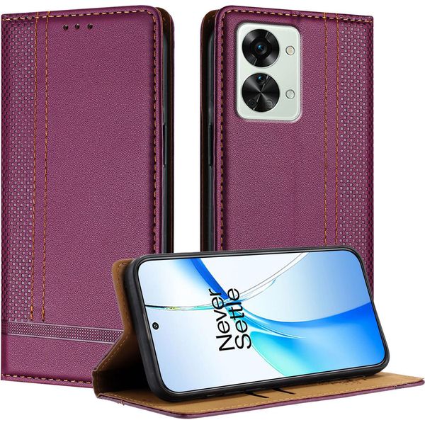 Custodia Per Oneplus Nord 2T Custodia Flip In Pelle Con Funzione Di Supporto Viola-image