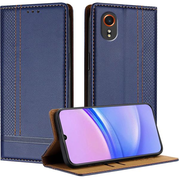 Custodia Per Telefono Cellulare Per Samsung Galaxy Xcover 7 In Pelle Flip Custodia Protettiva Con Funzione Stand Blu-image
