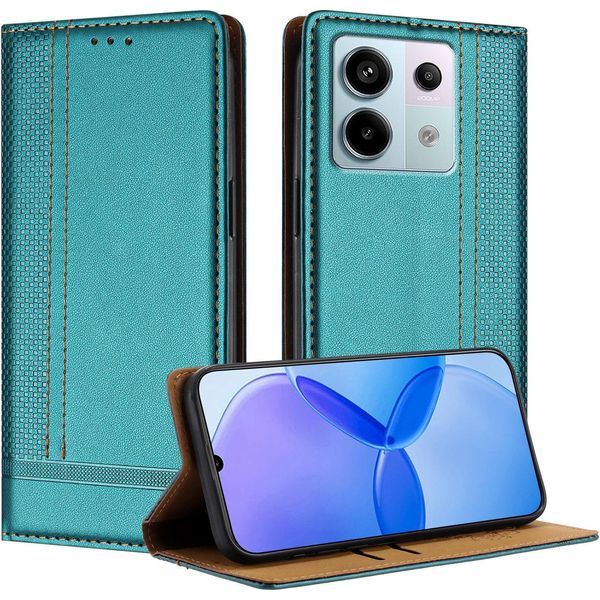 Custodia Per Xiaomi Redmi Note 13 Pro 5G In Pelle Flip Case Con Funzione Stand Verde-image