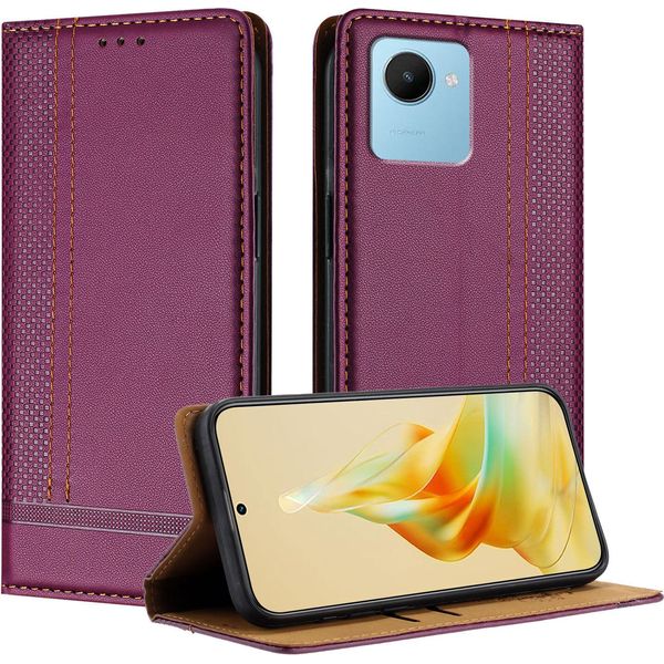 Custodia Per Telefono Cellulare Per Realme C30 In Pelle Flip Custodia Protettiva Con Funzione Di Stand Viola-image