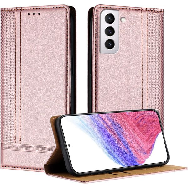 Custodia Per Telefono Cellulare Per Samsung Galaxy S21+ 5G In Pelle Flip Custodia Protettiva Con Funzione Stand Rosa-image