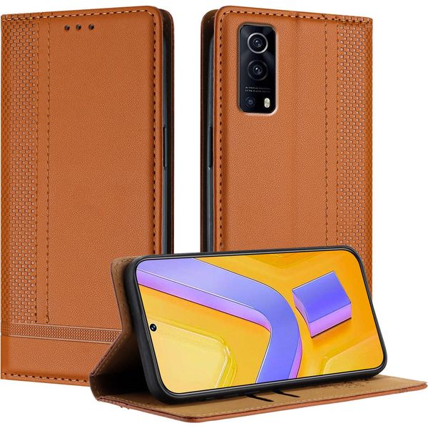 Custodia Per Vivo Y52S In Pelle Con Funzione Stand Brown-image