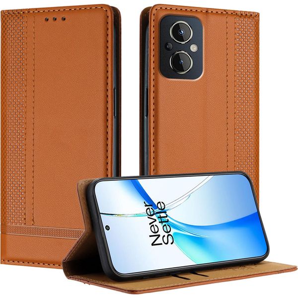 Custodia Per Oneplus Nord N20 5G In Pelle Con Funzione Di Supporto Marrone-image