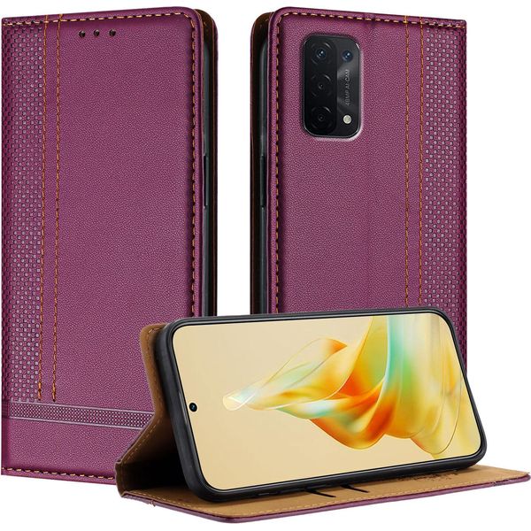 Custodia Per Telefono Cellulare Per Oppo A54 5G In Pelle Flip Cover Con Stand Purple-image