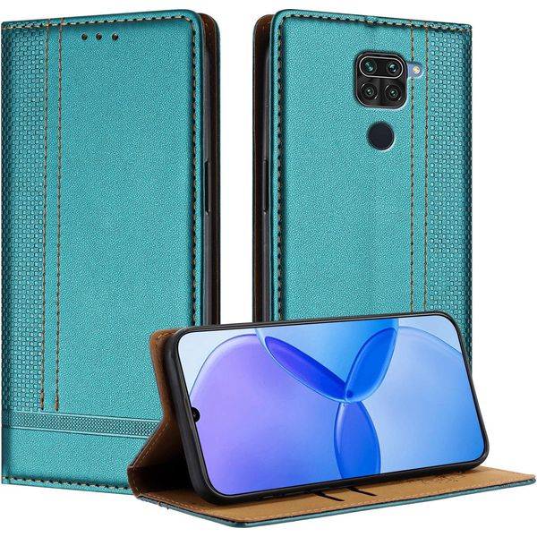 Custodia Per Xiaomi Redmi Note 9 Custodia Flip In Pelle Con Funzione Di Supporto Verde-image
