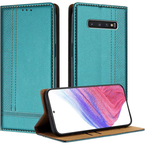 Custodia Per Telefono Cellulare Per Samsung Galaxy S10 Plus In Pelle Flip-Up Custodia Protettiva Con Funzione Di Stand Verde-image