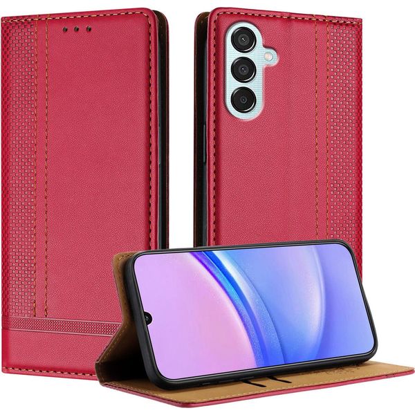 Custodia Per Cellulare Per Samsung Galaxy M14 5G In Pelle Flip Custodia Protettiva Con Funzione Stand Rosso-image