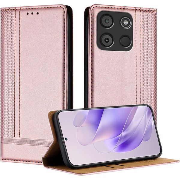Custodia Per Cellulare Per Itel A60 / Itel A60S Custodia Protettiva In Pelle Con Funzione Di Supporto Rosa-image