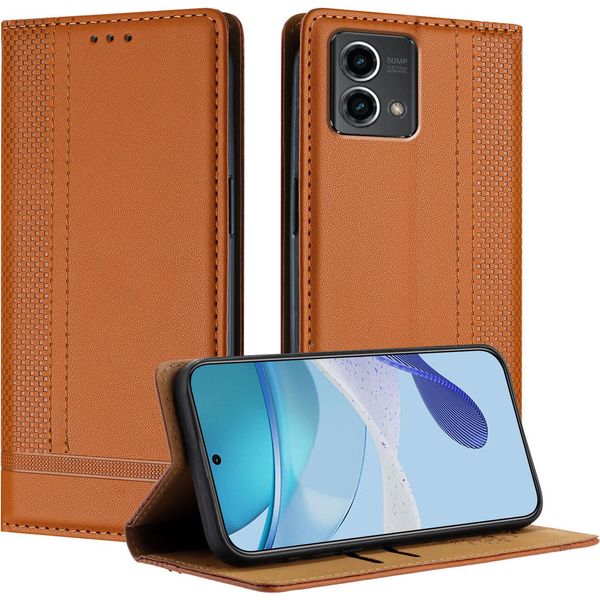 Custodia Per Motorola Moto G Stylus 5G 2024 In Pelle Con Funzione Stand Brown-image
