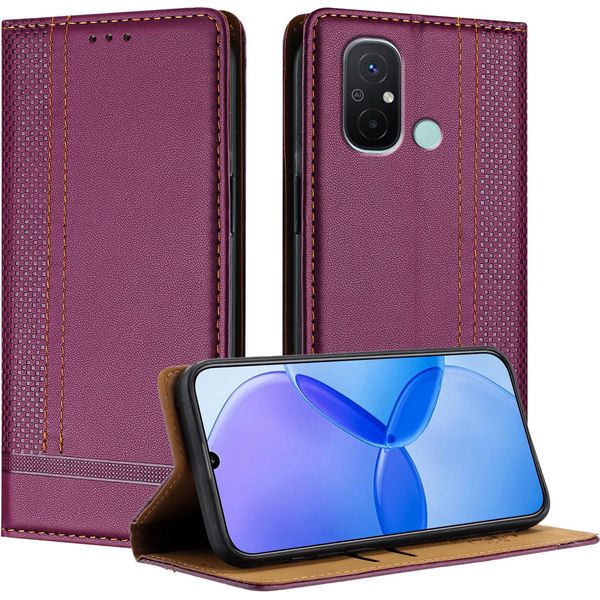 Custodia Per Xiaomi Redmi 12C / Redmi 11A In Pelle Con Funzione Di Supporto Viola-image