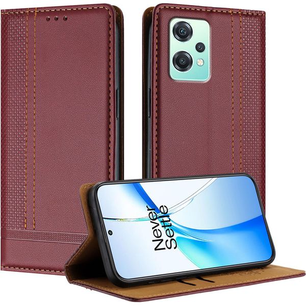 Custodia Per Oneplus Nord Ce 2 Lite 5G In Pelle Con Funzione Stand Rosso Scuro-image