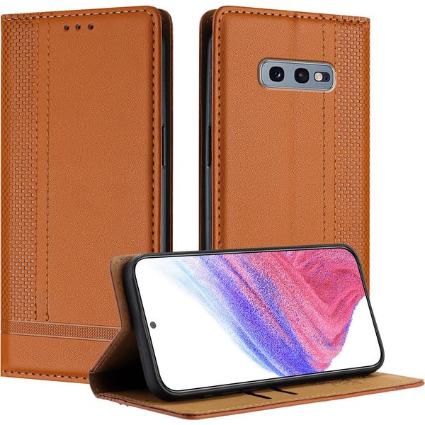 Custodia Per Cellulare Per Samsung Galaxy S10E Custodia Protettiva Flip-Up In Pelle Con Funzione Stand Marrone-image