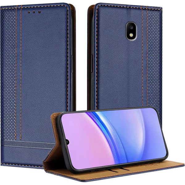 Custodia Per Telefono Cellulare Per Samsung Galaxy J3 2017 In Pelle Flip Custodia Protettiva Con Funzione Stand Blu-image