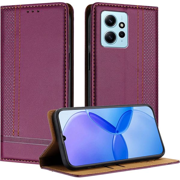 Custodia Per Xiaomi Redmi Note 12 4G In Pelle Con Funzione Di Supporto Viola-image
