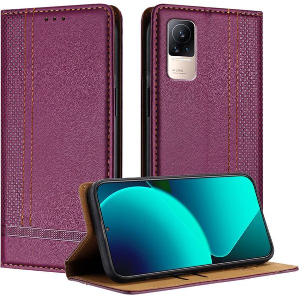 Custodia Per Xiaomi Civi 1S In Pelle Con Funzione Di Supporto Viola-image