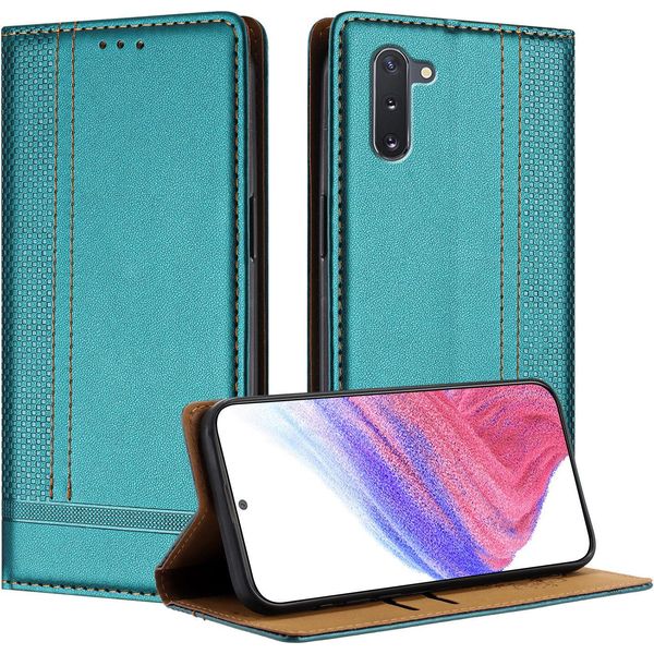 Custodia Per Telefono Cellulare Per Samsung Galaxy Note 10 In Pelle Flip Custodia Protettiva Con Funzione Stand Verde-image