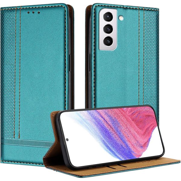 Custodia Per Telefono Cellulare Per Samsung Galaxy S21+ 5G In Pelle Flip Custodia Protettiva Con Funzione Stand Verde-image