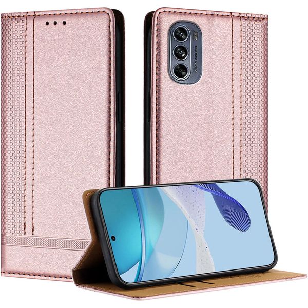 Custodia Per Motorola Moto G62 5G In Pelle Con Funzione Stand Rosa-image