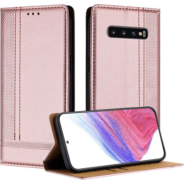 Custodia Per Cellulare Per Samsung Galaxy S10 Custodia Protettiva Flip-Up In Pelle Con Funzione Stand Rosa-image