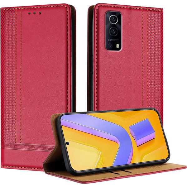 Custodia Per Vivo Y52S In Pelle Con Funzione Stand Rosso-image