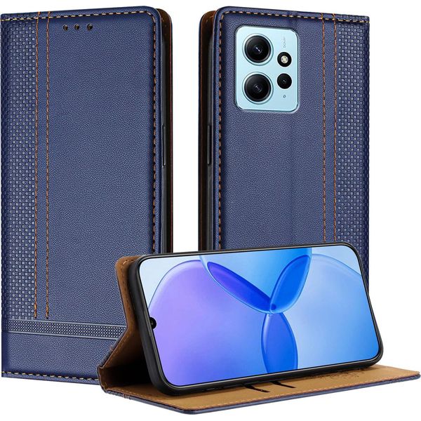 Custodia Per Xiaomi Redmi Note 12 4G In Pelle Flip Case Con Funzione Stand Blu-image