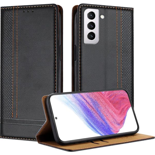 Custodia Per Telefono Cellulare Per Samsung Galaxy S21+ 5G In Pelle Flip Custodia Protettiva Con Funzione Stand Nero-image