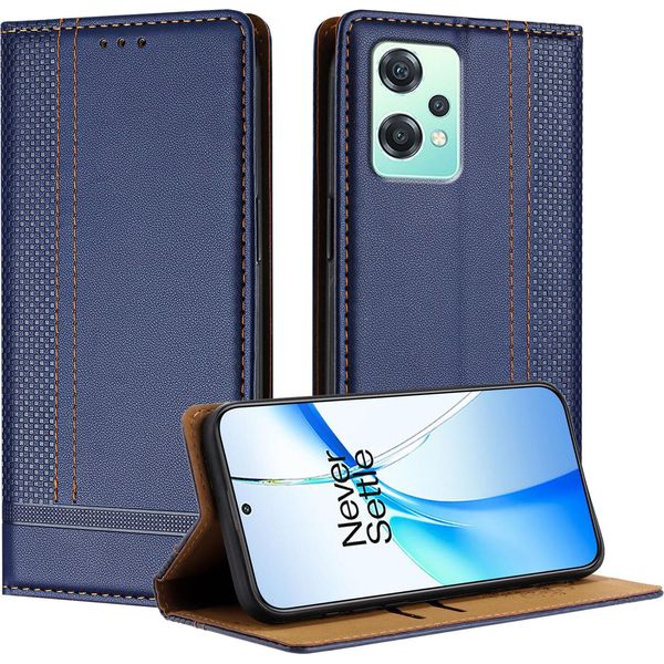 Custodia Per Oneplus Nord Ce 2 Lite 5G In Pelle Con Funzione Stand Blu-image