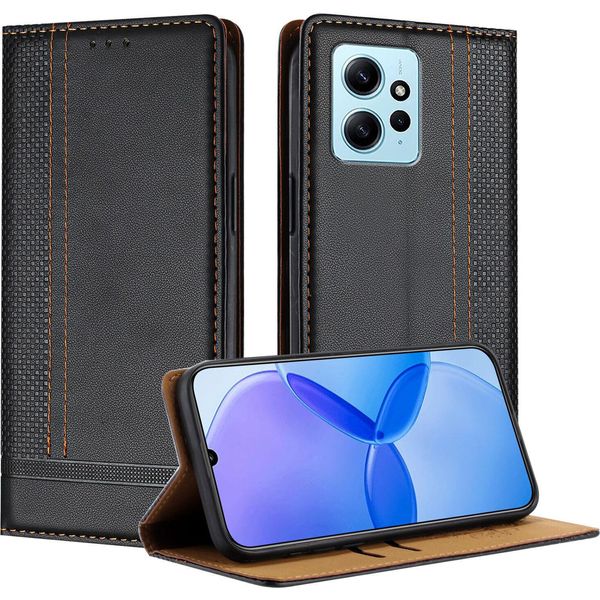 Custodia Per Xiaomi Redmi Note 12 4G In Pelle Flip Case Con Funzione Stand Nero-image