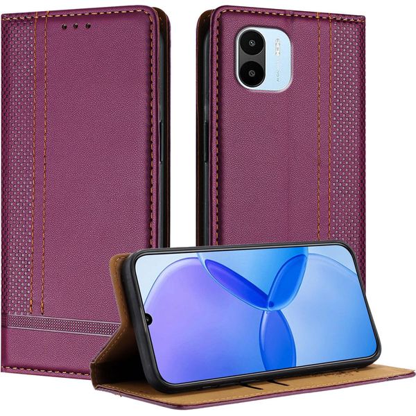 Custodia Per Xiaomi Redmi A1 In Pelle Con Funzione Di Supporto Viola-image