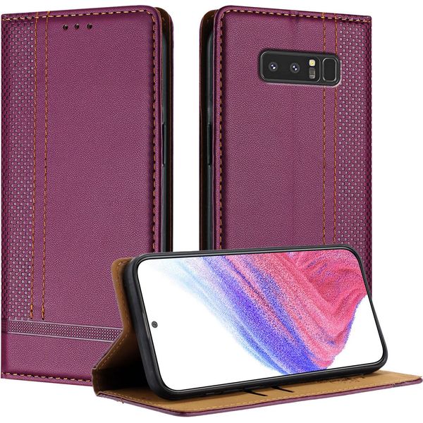 Custodia Per Telefono Cellulare Per Samsung Galaxy Note 8 In Pelle Flip Custodia Protettiva Con Funzione Di Stand Viola-image