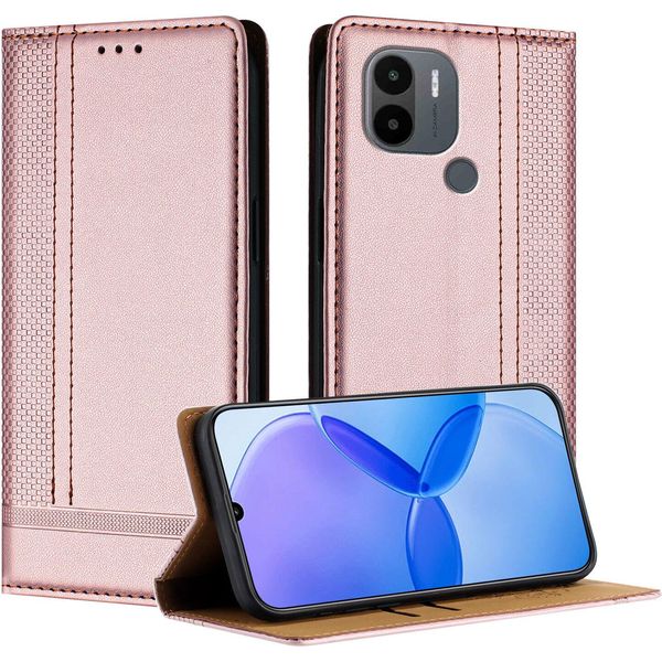 Custodia Per Xiaomi Redmi A1+/Redmi A2+ In Pelle Con Funzione Stand Rosa-image