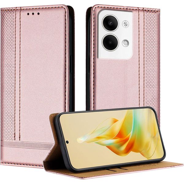 Custodia Per Telefono Cellulare Per Oppo Reno9 Pelle Flip Cover Con Stand Rosa-image