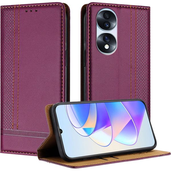 Custodia Per Telefono Cellulare Per Honor 70 Pro In Pelle Flip Custodia Protettiva Con Funzione Di Stand Viola-image
