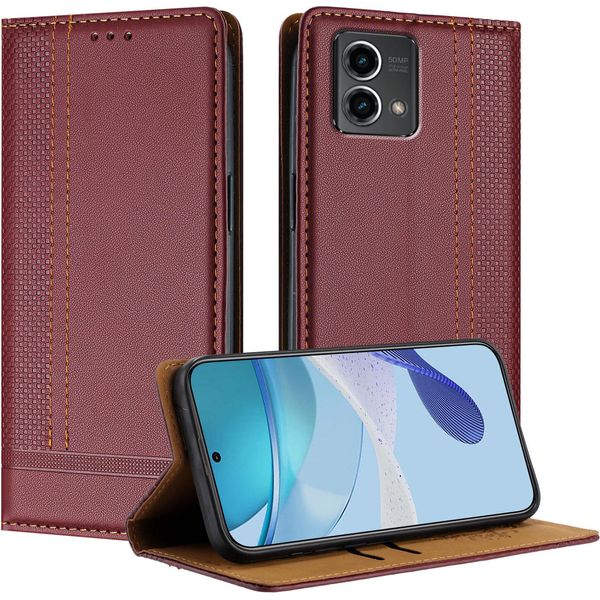 Custodia Per Motorola Moto G Stylus 5G 2024 In Pelle Con Funzione Stand Rosso Scuro-image