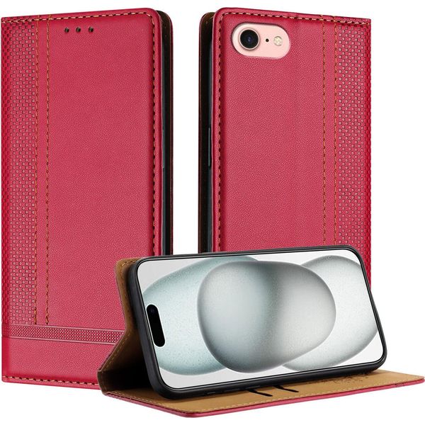 Custodia Per Iphone 8/7/6S/6 In Pelle Con Funzione Stand Rosso-image