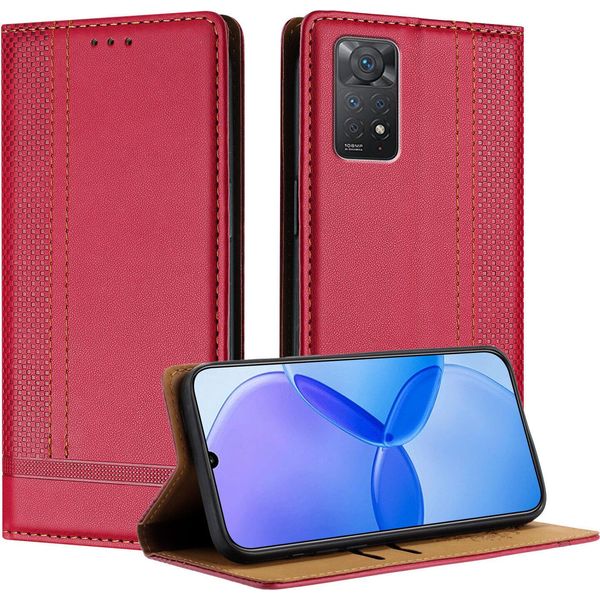 Custodia Per Xiaomi Redmi Note 11 Pro/Note 11 Pro+ 5G/Note 12 Pro 4G Custodia Flip In Pelle Con Funzione Stand Rosso-image